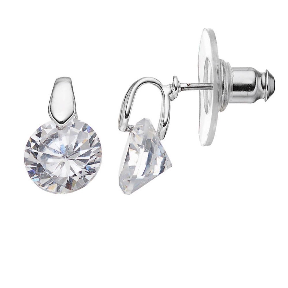 Sterling Silver Diamond Solitaire Stud Earrings